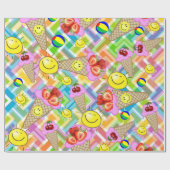 Glossy Wrapping Paper Zickzack Strawberry Ice Crem Geschenkpapier (Flach)