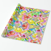 Glossy Wrapping Paper Zickzack Strawberry Ice Crem Geschenkpapier (Ungerollt)