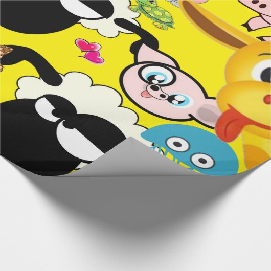 Glossy Wrapping Paper Zoo Animals Giraffe Elephant Geschenkpapier (Ecke)