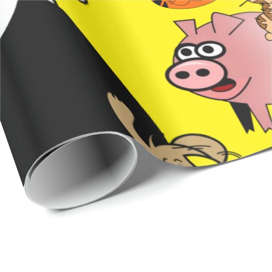 Glossy Wrapping Paper Zoo Animals Giraffe Elephant Geschenkpapier (Rolleneckpunkt)