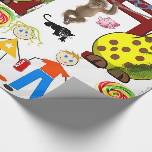 Glossy Wrapping Paper, Zoo Giraffe, Affe Geschenkpapier (Ecke)