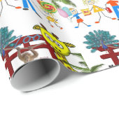 Glossy Wrapping Paper, Zoo Monkey Giraffe Geschenkpapier (Rolleneckpunkt)