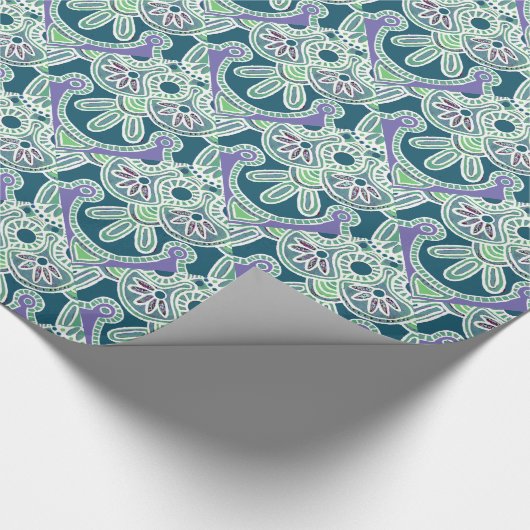 Glossy Wrapping Papier grün-böhmisch Geschenkpapier (Ecke)