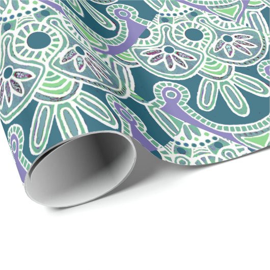 Glossy Wrapping Papier grün-böhmisch Geschenkpapier (Rolleneckpunkt)