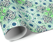 Glossy Wrapping Papier grün geometrisch Geschenkpapier (Rolleneckpunkt)