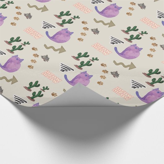Glossy Wrapping Papier Katzenfisch Kaktus Meow Paw Geschenkpapier (Ecke)