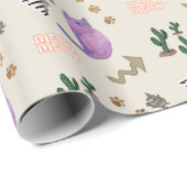 Glossy Wrapping Papier Katzenfisch Kaktus Meow Paw Geschenkpapier (Rolleneckpunkt)