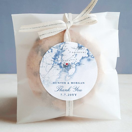 Gloucester Cape Ann Elegant Navy Gastgeschenk Hoch Runder Aufkleber