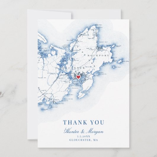 Gloucester Cape Ann MA Wedding Flat Dankeskarte (Vorderseite)