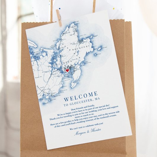 Gloucester Cape Ann MA Wedding Welcome Itinerary Dankeskarte