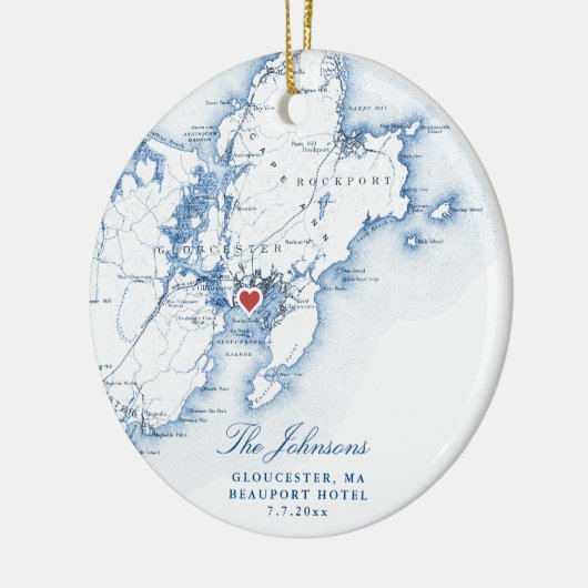 Gloucester Cape Ann Wedding Our First Christmas Keramik Ornament (Links)