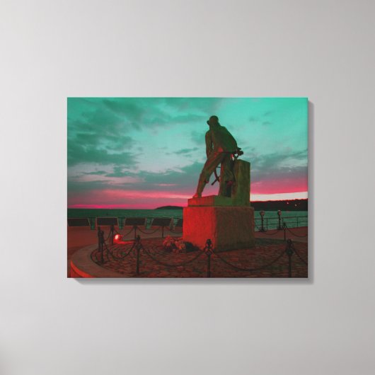 GLOUCESTER-FISCHER-STATUE EINGEWICKELT LEINWANDDRUCK (Vorderseite)