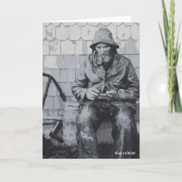 Gloucester Fisherman, der seine geklappten Nets-Ka Dankeskarte