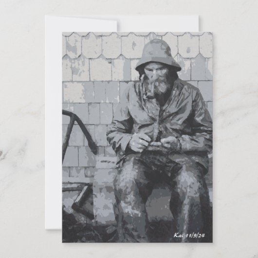 Gloucester Fisherman, der seine Nets-Flachkarten w Einladung (Vorderseite)