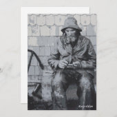 Gloucester Fisherman, der seine Nets-Flachkarten w Einladung (Vorne/Hinten)