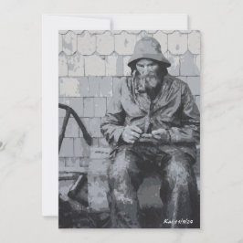 Gloucester Fisherman, der seine Nets-Flachkarten w Einladung