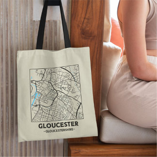 Gloucester, Gloucestershire City Map Tote Bag Tragetasche