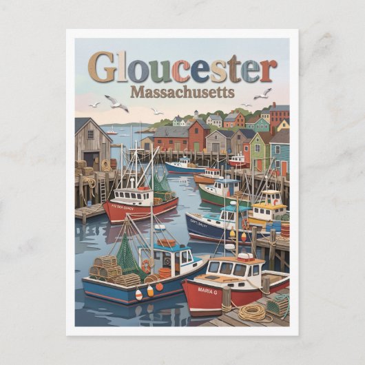 Gloucester Harbor Massachusetts Postkarte (Vorderseite)