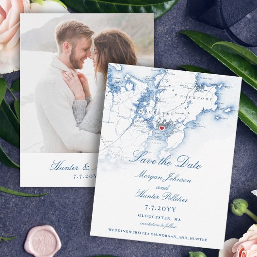 Gloucester MA Elegant Navy Wedding Save The Date