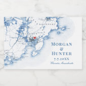 Gloucester MA Hochzeit in Urlaubsort Elegant Mini Schaumweinetikett (Einzelnes Label)