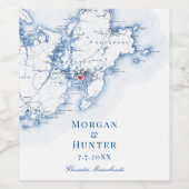 Gloucester MA Hochzeit in Urlaubsort Elegant Weinetikett (Einzelnes Label)