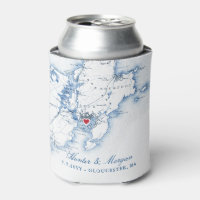 Gloucester, MA Map Gastgeschenk Hochzeit Drink Hol