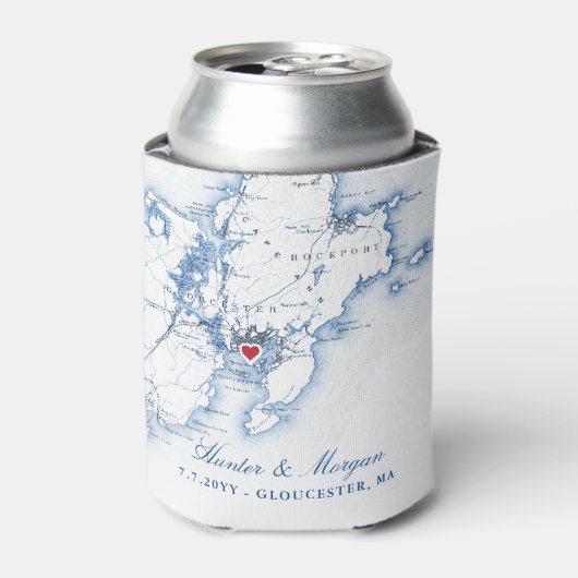 Gloucester, MA Map Gastgeschenk Hochzeit Drink Hol Dosenkühler (Kanne Vorderseite)