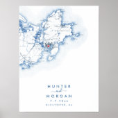 Gloucester MA Wedding Modern Guest Book Poster (Vorne)