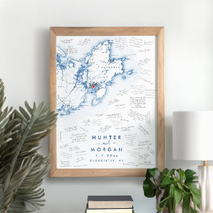 Gloucester MA Wedding Modern Guest Book Poster