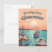 Gloucester, Massachusetts – Fischerboote Vintage Postkarte (Vorne/Hinten)
