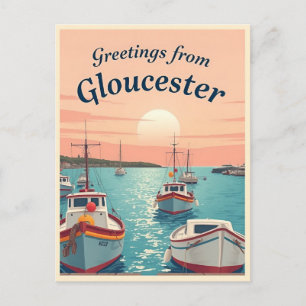 Gloucester, Massachusetts – Fischerboote Vintage Postkarte