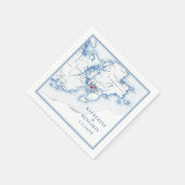 Gloucester Massachusetts Map Navy Elegant Wedding Serviette (Ecke)