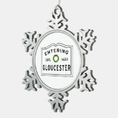 Gloucester Massachusetts Schneeflocken Zinn-Ornament (Rechts)