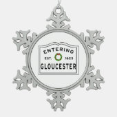 Gloucester Massachusetts Schneeflocken Zinn-Ornament (Vorderseite)