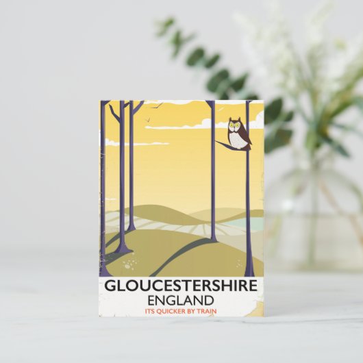 Gloucestershire, England Train Train Poster. Postkarte (Stehend Vorderseite)