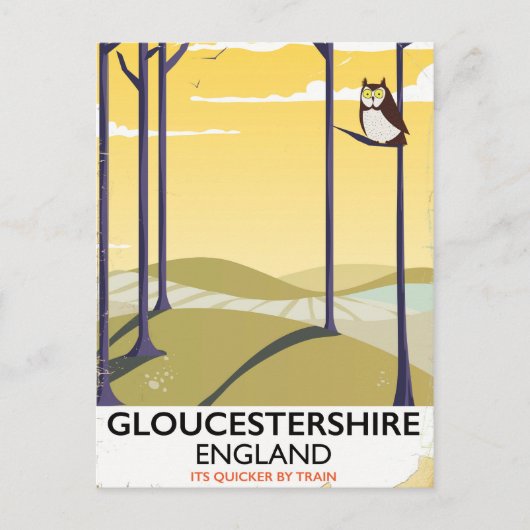 Gloucestershire, England Train Train Poster. Postkarte (Vorderseite)