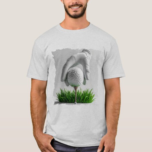 Glove Hand Platzierung Golf Ball auf T-Shirt mit G (Vorderseite)