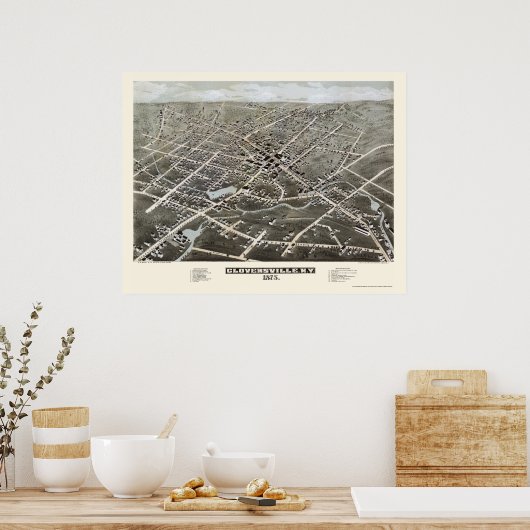 Gloversville, NY Panoramic Map - 1875 Poster (Küche)