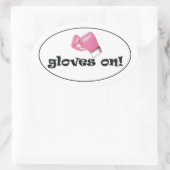 Gloves On! Pastellrosa Boxhandschuhe Ovaler Aufkleber (Tasche)