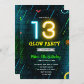 Glow 13 Party Einladung (Vorne/Hinten)