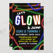 Glow and Jump Birthday Invitation Einladung (Vorne/Hinten)