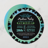 GLOW Aqua Splash Bar Bat Mitzvah Einladung (Vorne/Hinten)