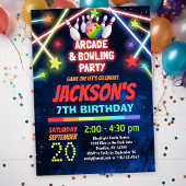 Glow Arcade Bowling Birthday Party Einladung