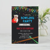 Glow Arcade Bowling Party Einladung (Stehend Vorderseite)