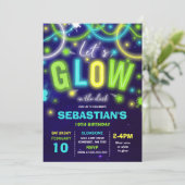 Glow Birthday Einladung Neon Glow Dance Party (Stehend Vorderseite)