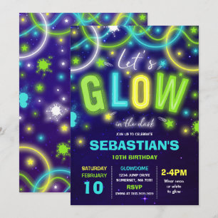 Glow Birthday Einladung Neon Glow Dance Party