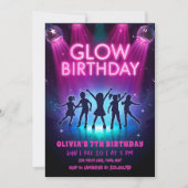 Glow Birthday Invitation | Neon Lights Dance Party Einladung (Vorderseite)