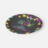 Glow Birthday Party Paper Plates Neon Disco Laser Pappteller (Schrägansicht)