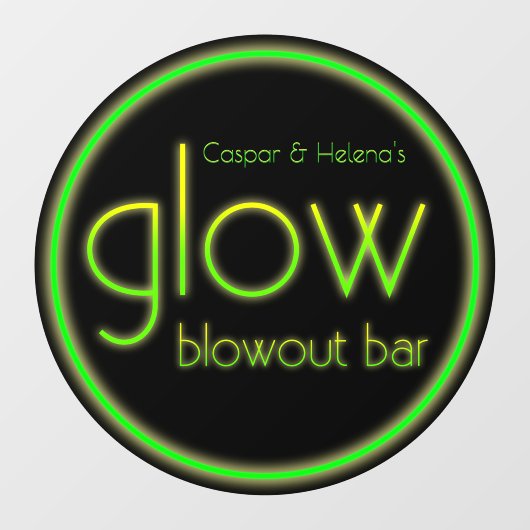 Glow Blowout Bar Fügen Sie Ihren Namen Neon Green Fensteraufkleber (Blatt)