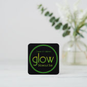 Glow Blowout Bar Fügen Sie Ihren Namen Neongrün hi Quadratische Visitenkarte (Stehend Vorderseite)